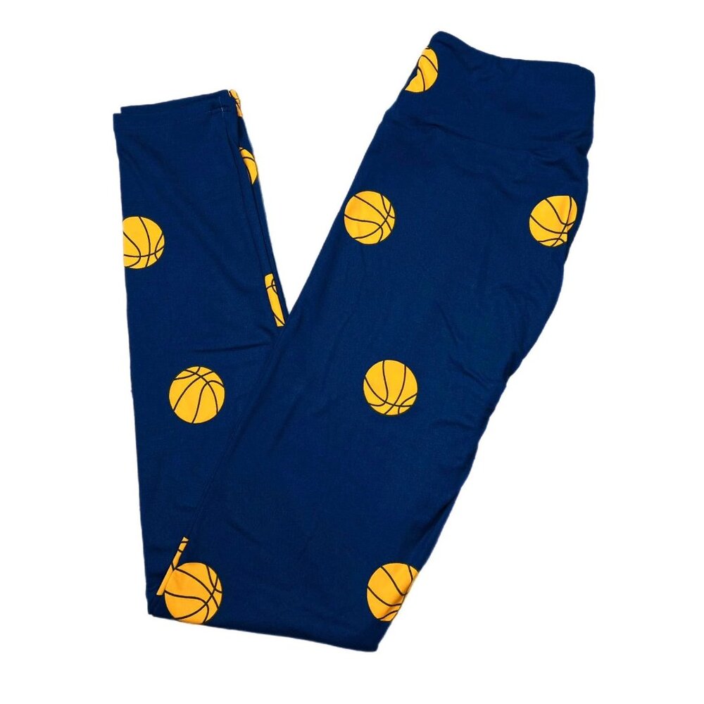 NEW‎ LuLaRoe For the Win Blue Basketball Leggings Comfort Comfy NWT Orange